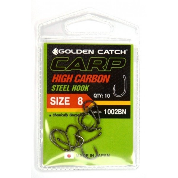 Гачки для лову риби, GC Carp 1002, 10шт/уп, колір BN, розмір №8